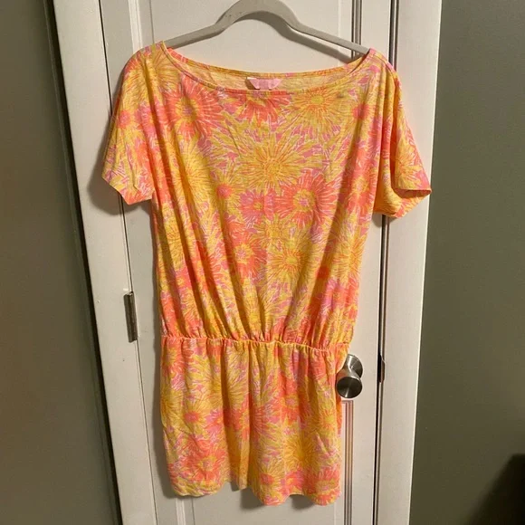 Lilly Pulitzer cover up casual dress. Orange yellow. Great condition. CUTE! - Picture 1 of 3
